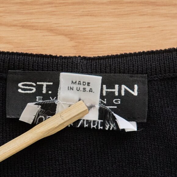 St John Evening by Marie Gray Wool Blend Knit Black Full Zip Cardigan, Size 4 - Picture 6 of 11